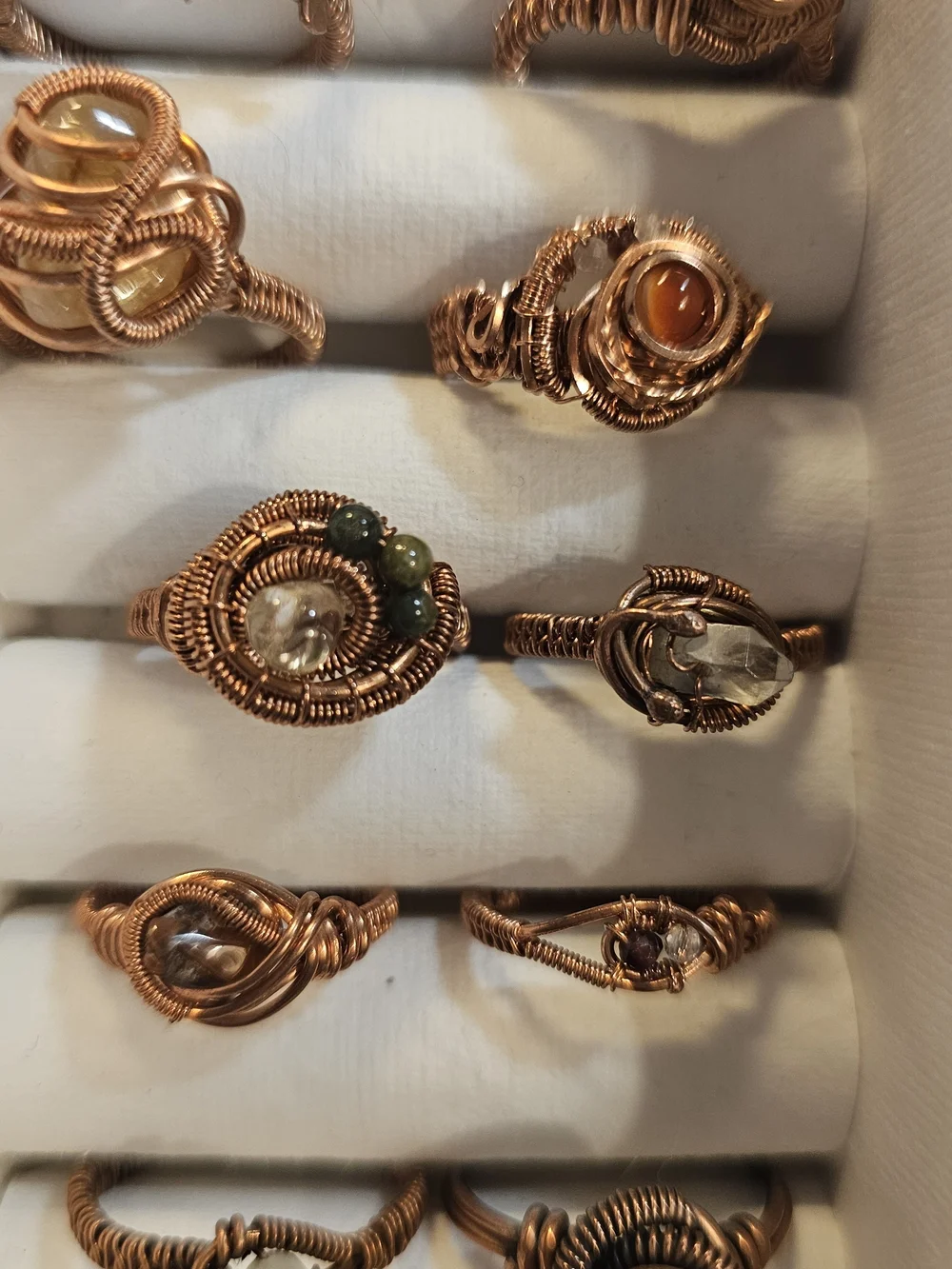 Handmade Copper Wire Wrapped Women's Rings in Copper Tone Lot Of 14